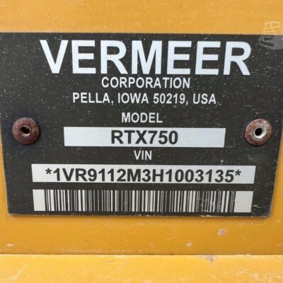 2017 Vermeer RTX750 Ride-On Trencher
