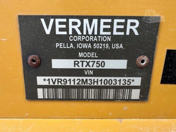 2017 Vermeer RTX750 Ride-On Trencher