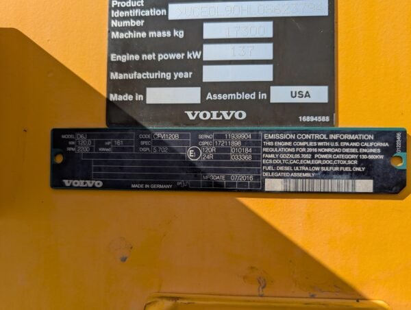 2017 Volvo L90H Wheel Loader