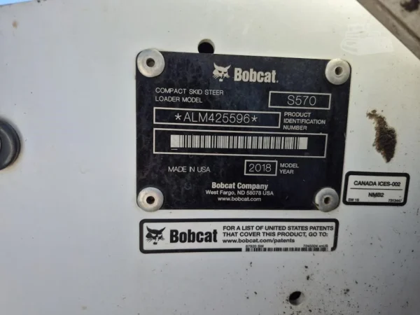 2018 Bobcat S570 Skid Steer Loader