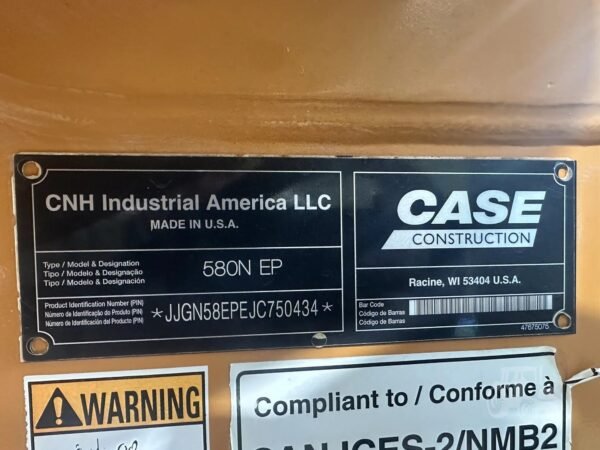 2018 Case 580N EP 4x4 Backhoe Loader