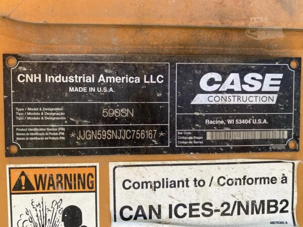 2018 Case 590SN 4WD Loader Backhoe