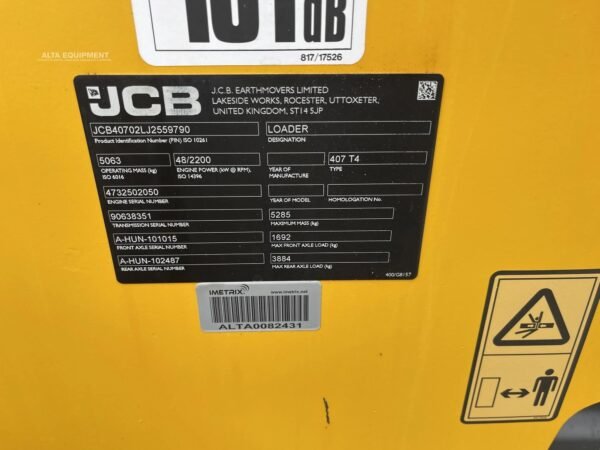 2018 JCB 407 Wheel Loader