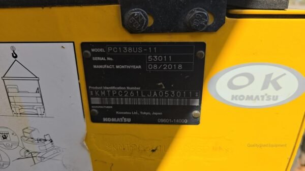 2018 Komatsu PC138US-11 Hydraulic Excavator