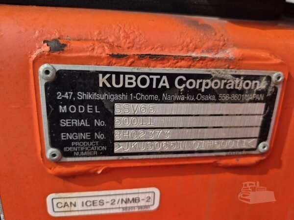2018 Kubota SSV65 Skid Steer Loader