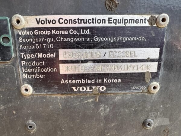 2018 Volvo EC220EL Hydraulic Excavator