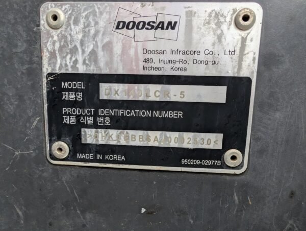 2019 Doosan DX140 LCR-5 Crawler Excavator
