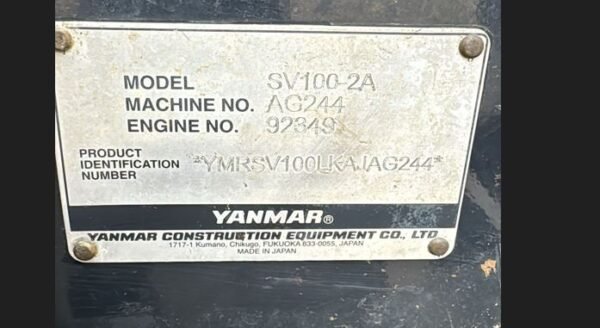 2019 Yanmar SV100-2A Midi Excavator