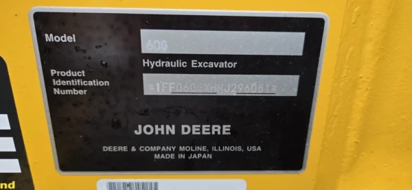 2022 John Deere 60G Compact Excavator