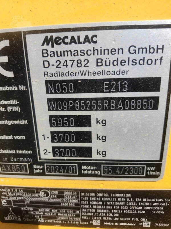 2024 Mecalac AX850 Articulated Wheel Loader